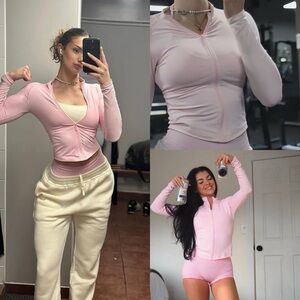 Dryne Women's Pink Zip-Up Top